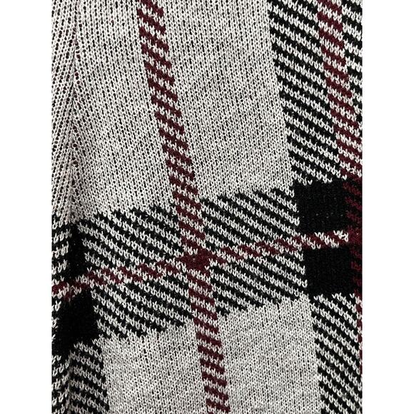 Absolutely Famous Sweater Womens Small Turtleneck Gray Plaid Fringe Pullover - Picture 7 of 8